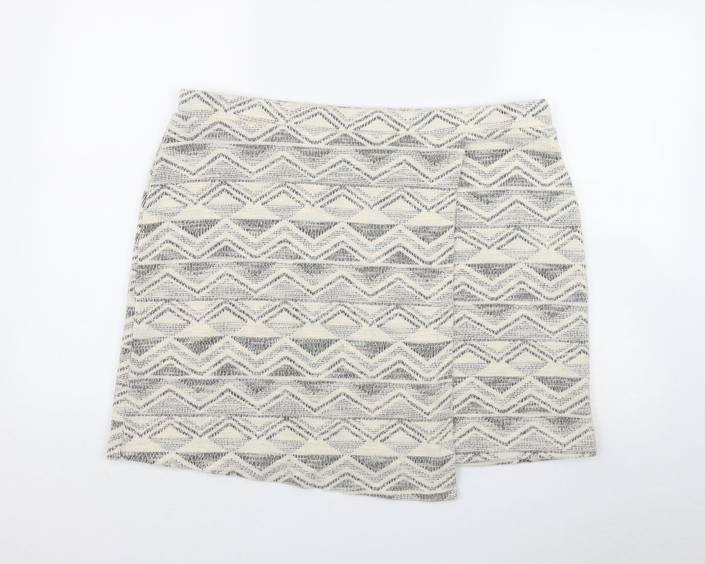 NEXT Womens Ivory Geometric Cotton Mini Skirt Size 20