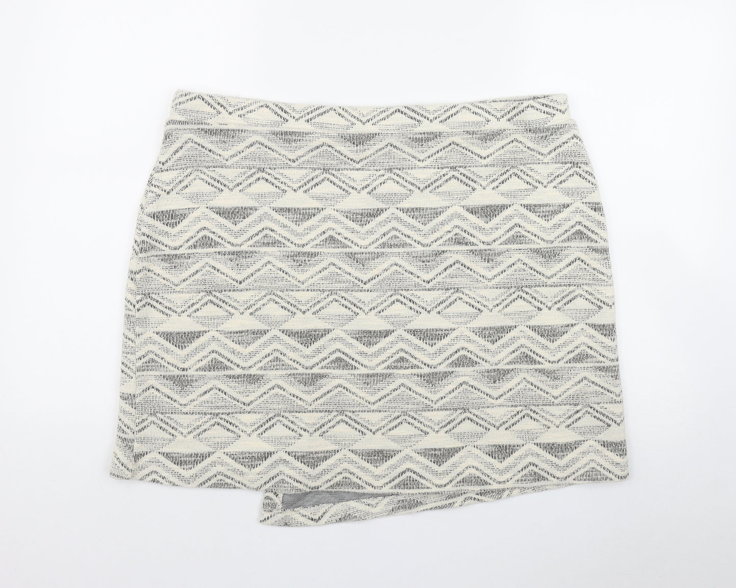 NEXT Womens Ivory Geometric Cotton Mini Skirt Size 20