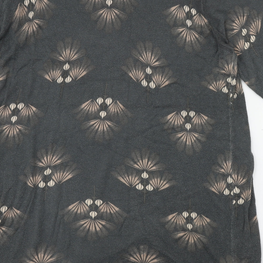 NEXT Womens Grey Geometric Cotton Basic T-Shirt Size 20 Round Neck