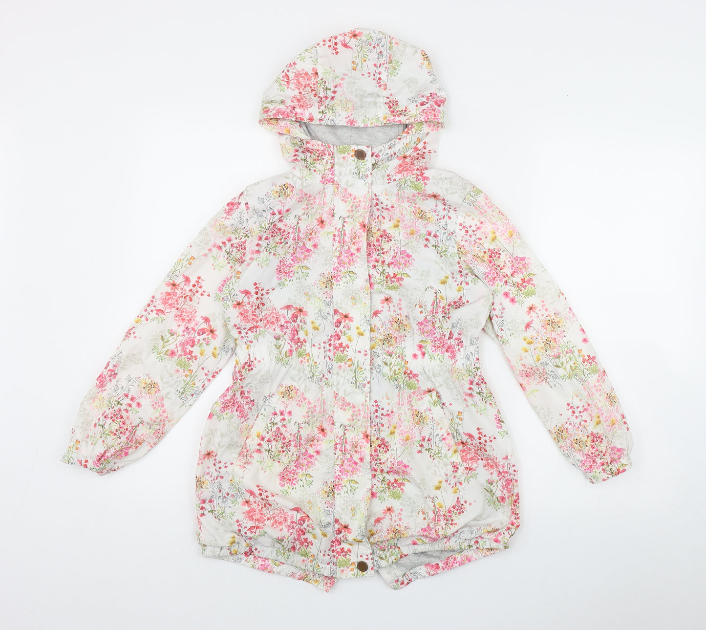 NEXT Girls White Floral  Rain Coat Coat Size 8 Years  Zip