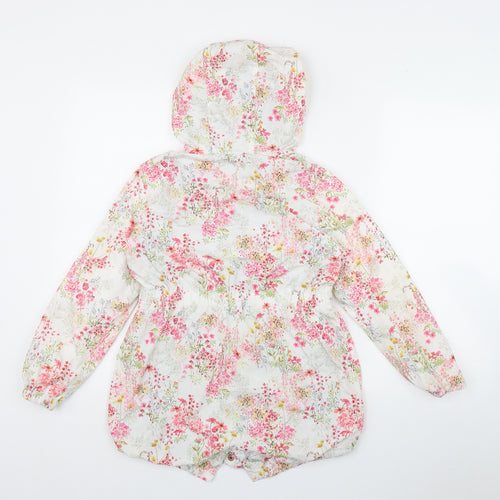 NEXT Girls White Floral  Rain Coat Coat Size 8 Years  Zip