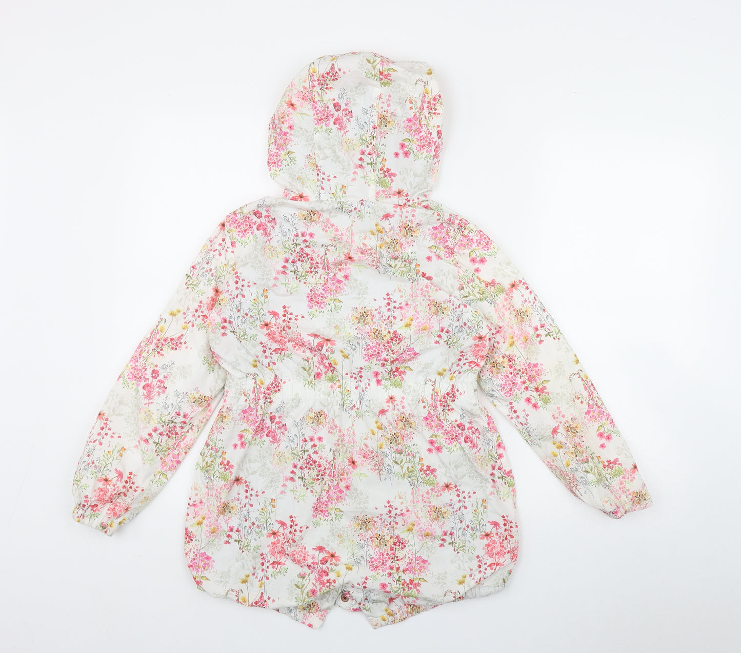 NEXT Girls White Floral  Rain Coat Coat Size 8 Years  Zip