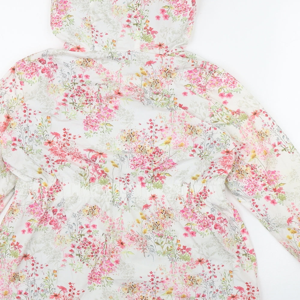 NEXT Girls White Floral  Rain Coat Coat Size 8 Years  Zip