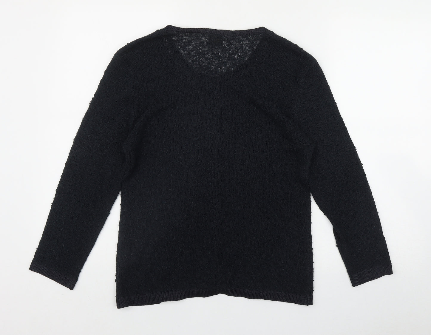 Roman Originals Womens Black Round Neck  Acrylic Cardigan Jumper Size M