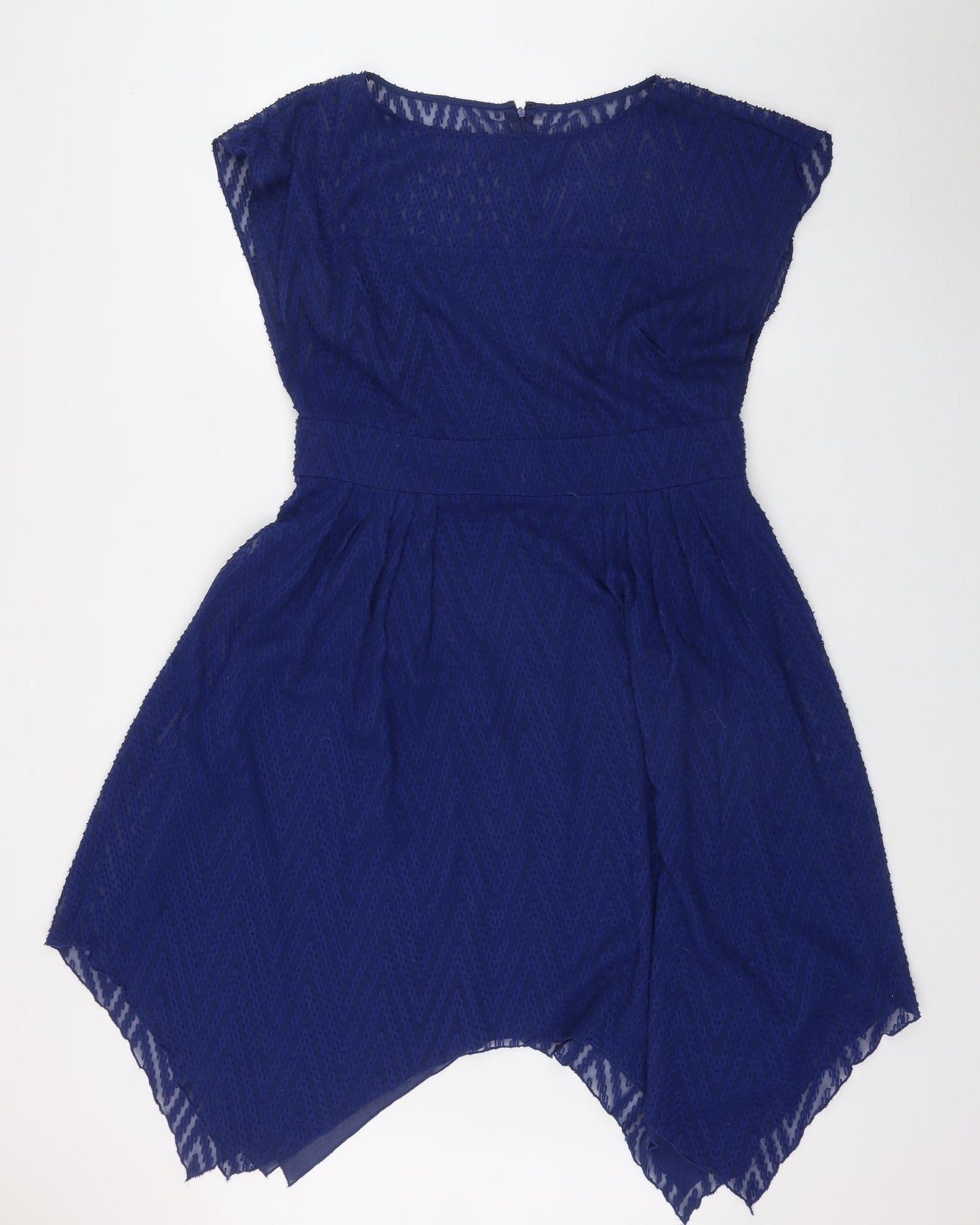 Adrianna Papell Womens Blue  Polyester Fit & Flare  Size 16  Scoop Neck Zip
