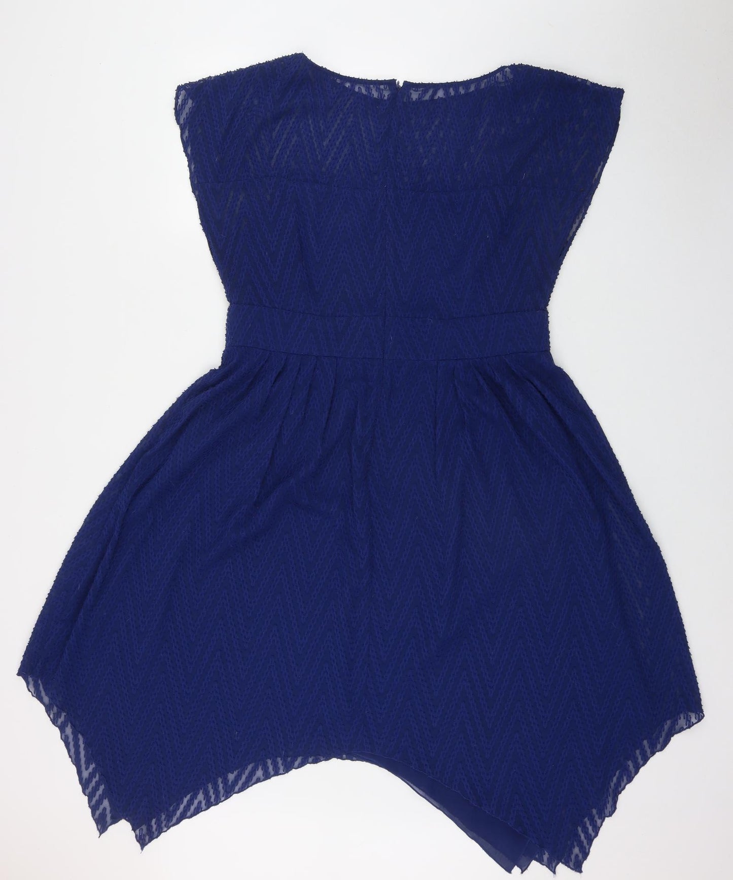 Adrianna Papell Womens Blue  Polyester Fit & Flare  Size 16  Scoop Neck Zip