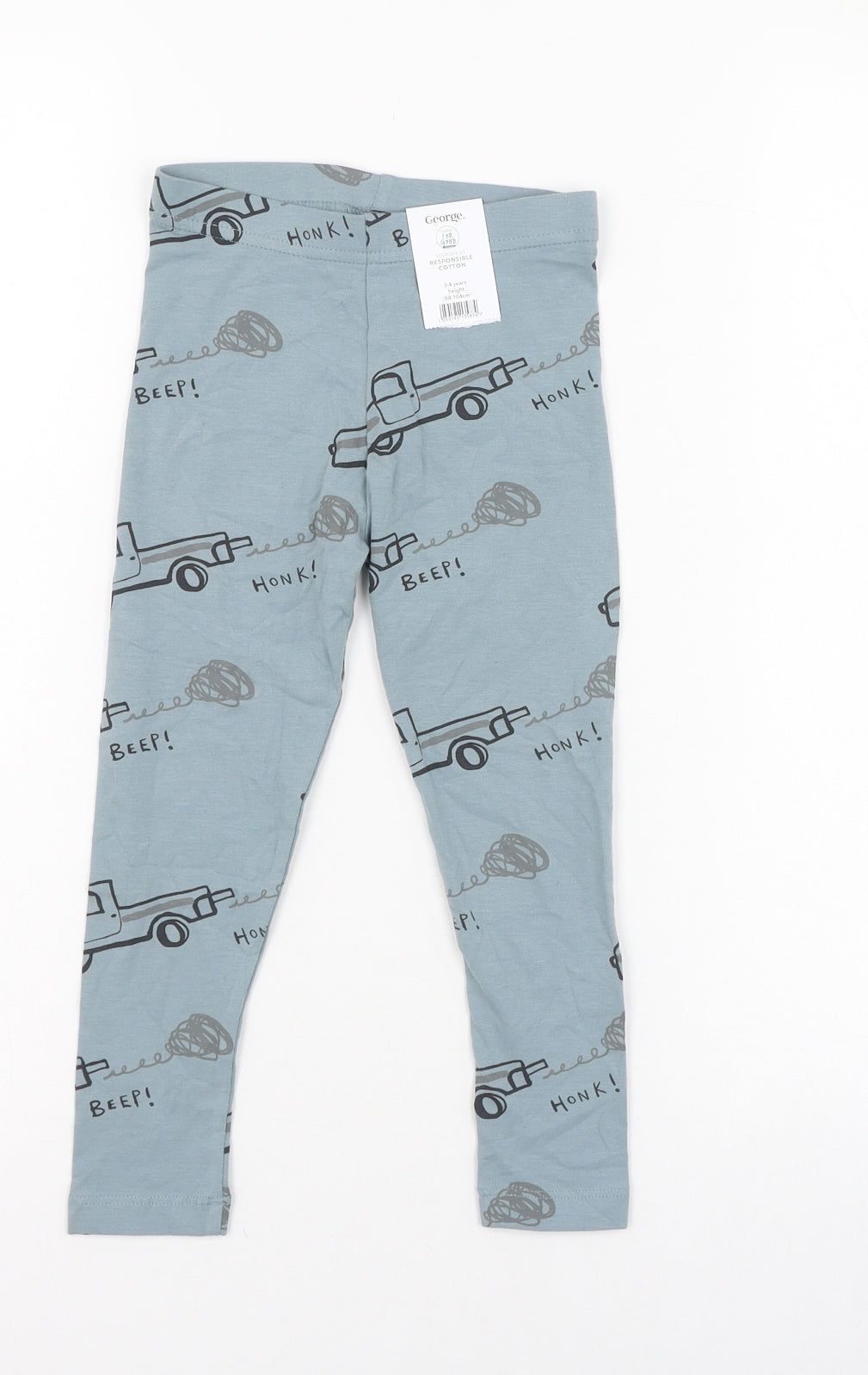 George Boys Blue  Cotton Jogger Trousers Size 3-4 Years  Regular Pullover - Truck, Legging