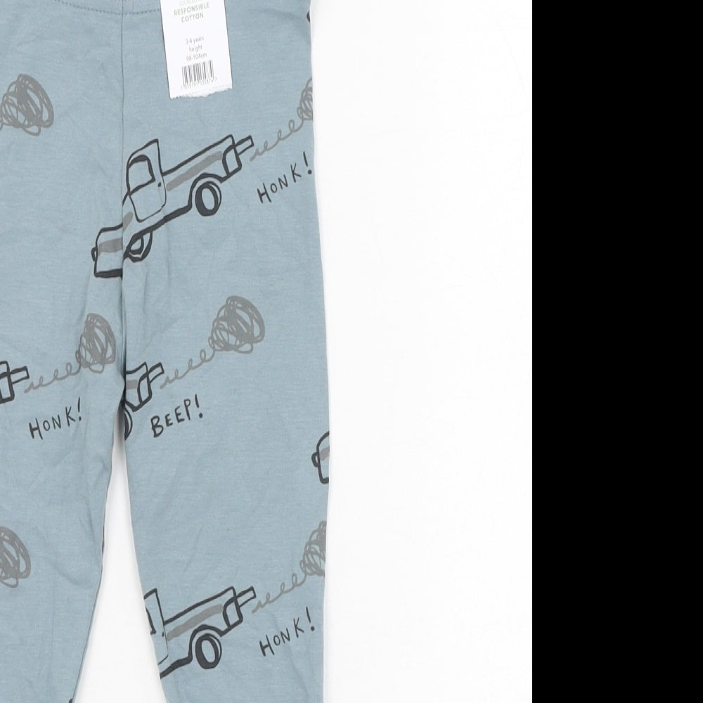 George Boys Blue  Cotton Jogger Trousers Size 3-4 Years  Regular Pullover - Truck, Legging