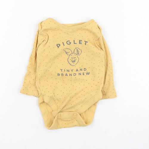 George Girls Yellow Polka Dot Cotton Babygrow One-Piece Size 6-9 Months  Button - Piglet
