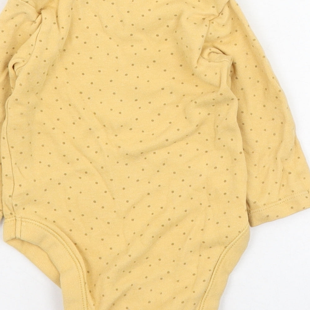 George Girls Yellow Polka Dot Cotton Babygrow One-Piece Size 6-9 Months  Button - Piglet