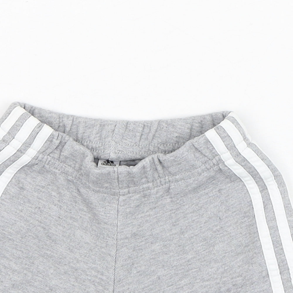 adidas Boys Grey  Cotton Cropped Trousers Size 6-9 Months  Pullover