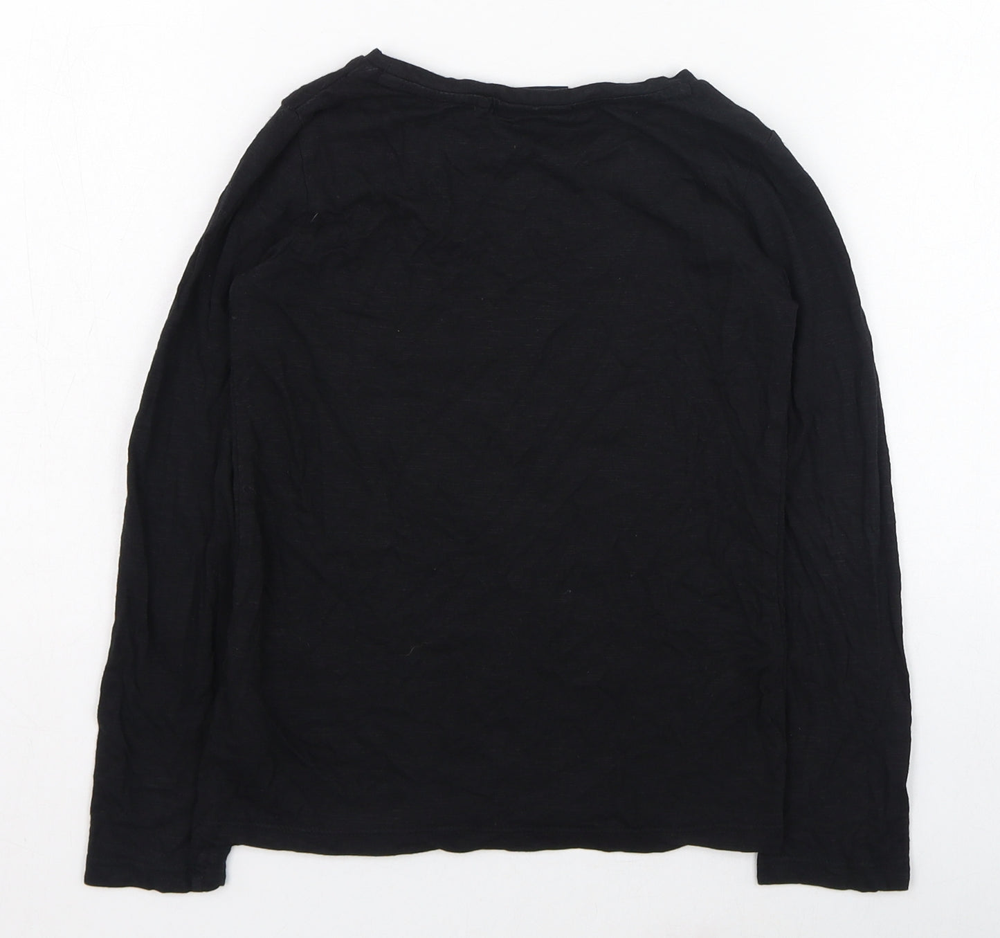 NEXT Girls Black  Cotton Basic T-Shirt Size 6 Years Roll Neck Pullover - Heart