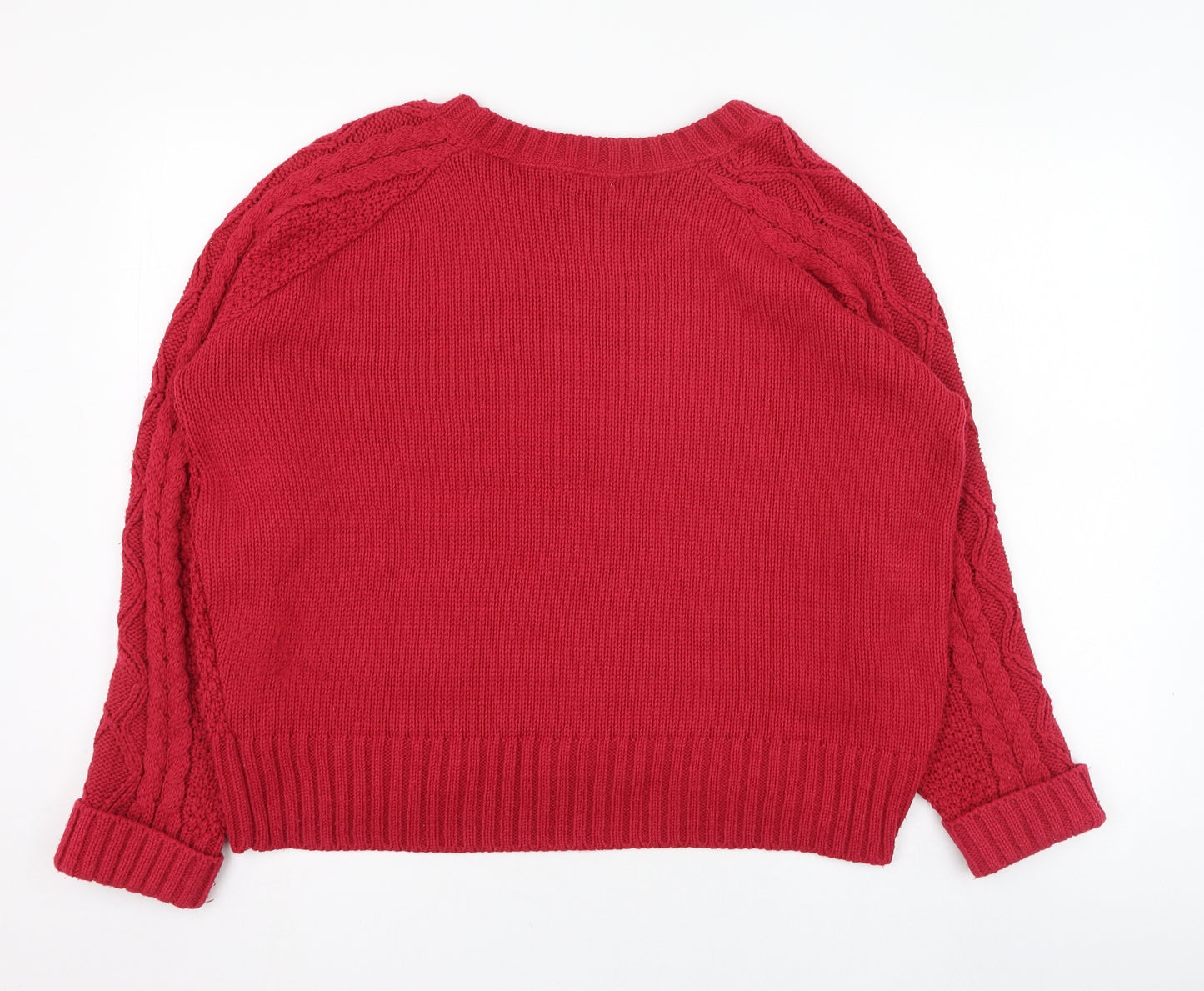 Miss Selfridge Womens Red Round Neck  Acrylic Pullover Jumper Size 12