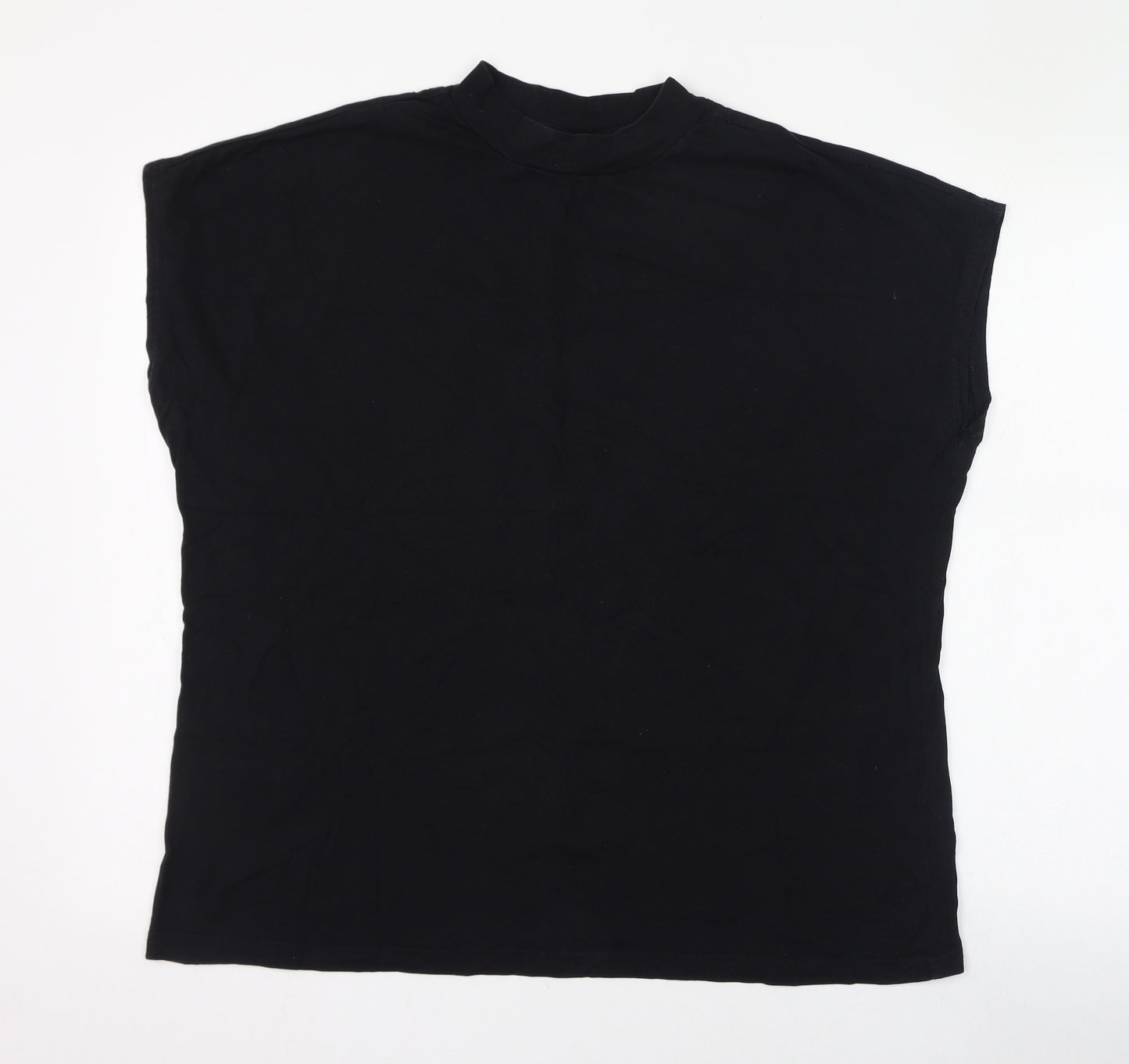 Weekday Womens Black  Cotton Basic T-Shirt Size M Mock Neck