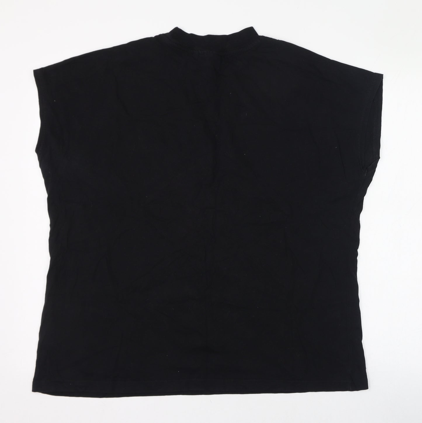 Weekday Womens Black  Cotton Basic T-Shirt Size M Mock Neck