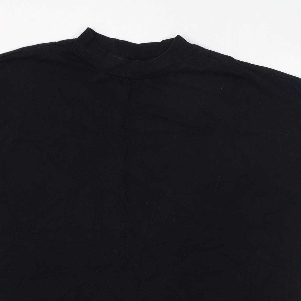Weekday Womens Black  Cotton Basic T-Shirt Size M Mock Neck