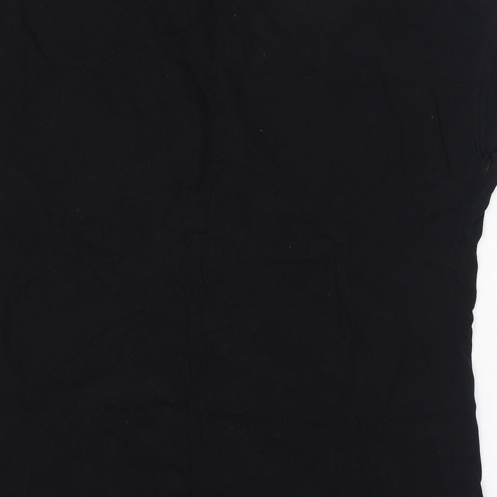 Weekday Womens Black  Cotton Basic T-Shirt Size M Mock Neck