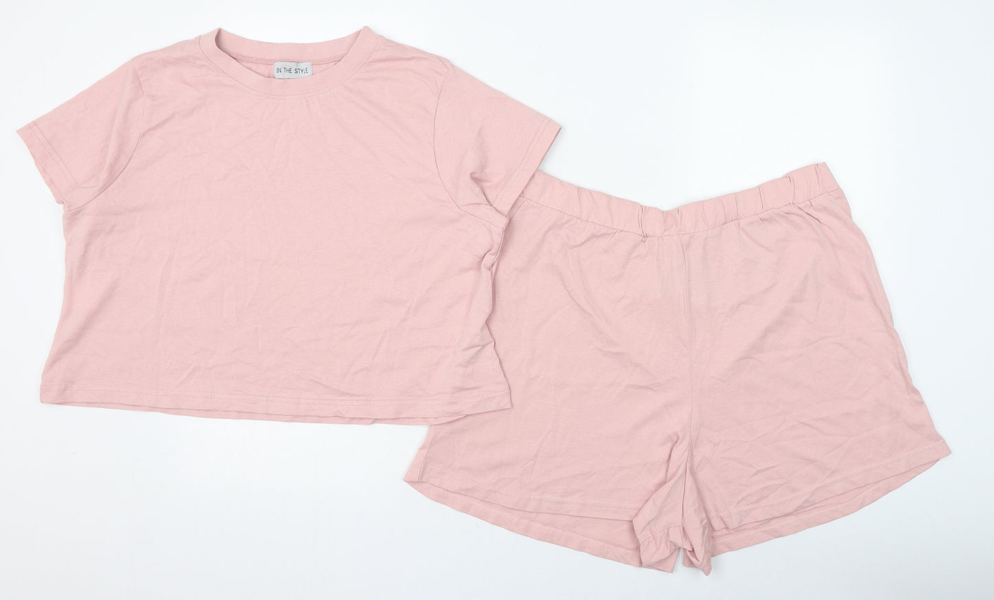 In the Style Womens Pink Solid Cotton Top Pyjama Set Size 16