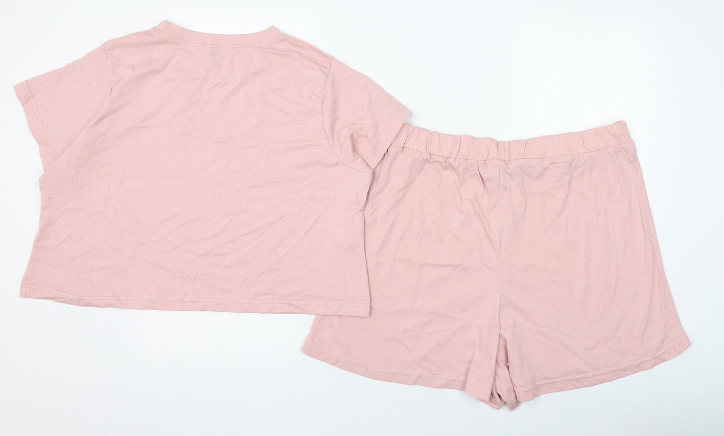 In the Style Womens Pink Solid Cotton Top Pyjama Set Size 16