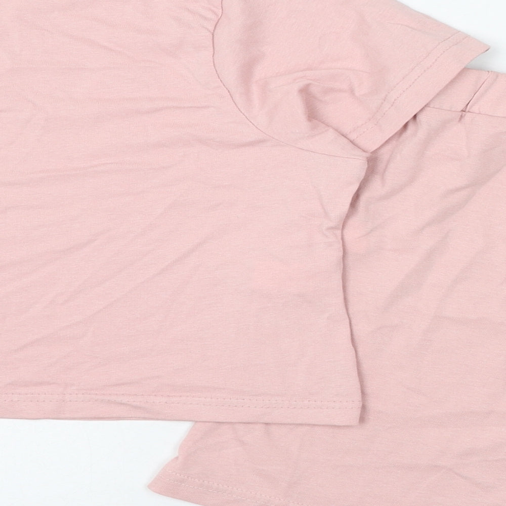 In the Style Womens Pink Solid Cotton Top Pyjama Set Size 16