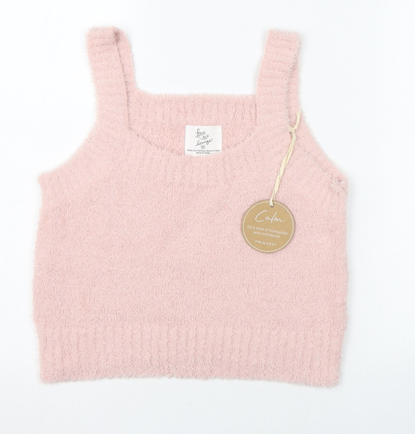 Primark Womens Pink  Polyester Basic T-Shirt Size 12 Square Neck - Loungewear