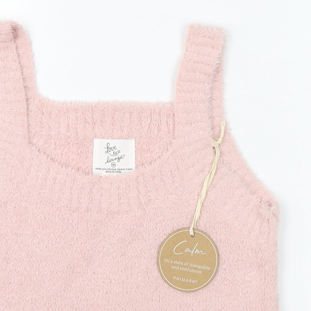 Primark Womens Pink  Polyester Basic T-Shirt Size 12 Square Neck - Loungewear
