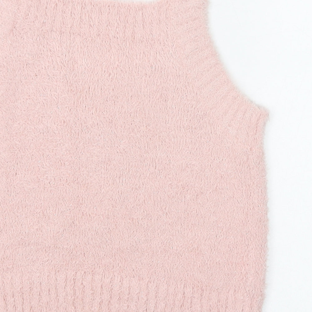 Primark Womens Pink  Polyester Basic T-Shirt Size 12 Square Neck - Loungewear