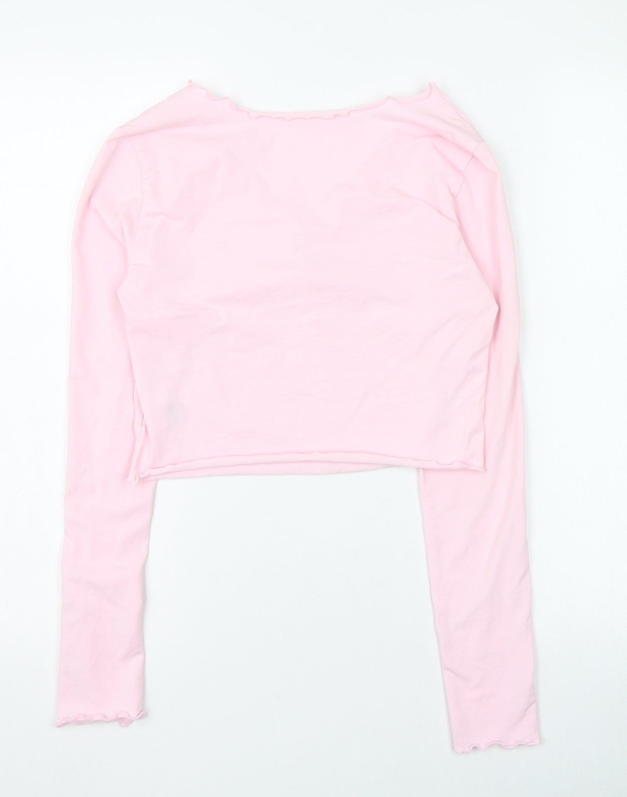 SheIn Womens Pink  Cotton Cropped T-Shirt Size 10 V-Neck