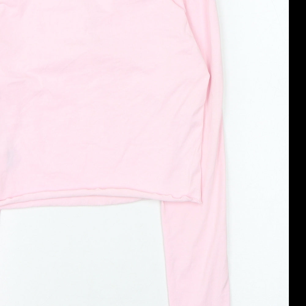 SheIn Womens Pink  Cotton Cropped T-Shirt Size 10 V-Neck
