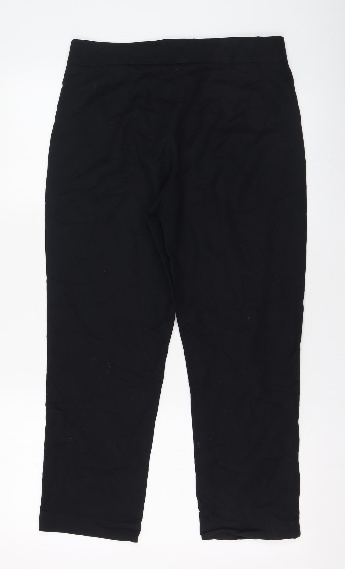Marks and Spencer Womens Black  Cotton Trousers  Size 10 L24 in Regular Zip