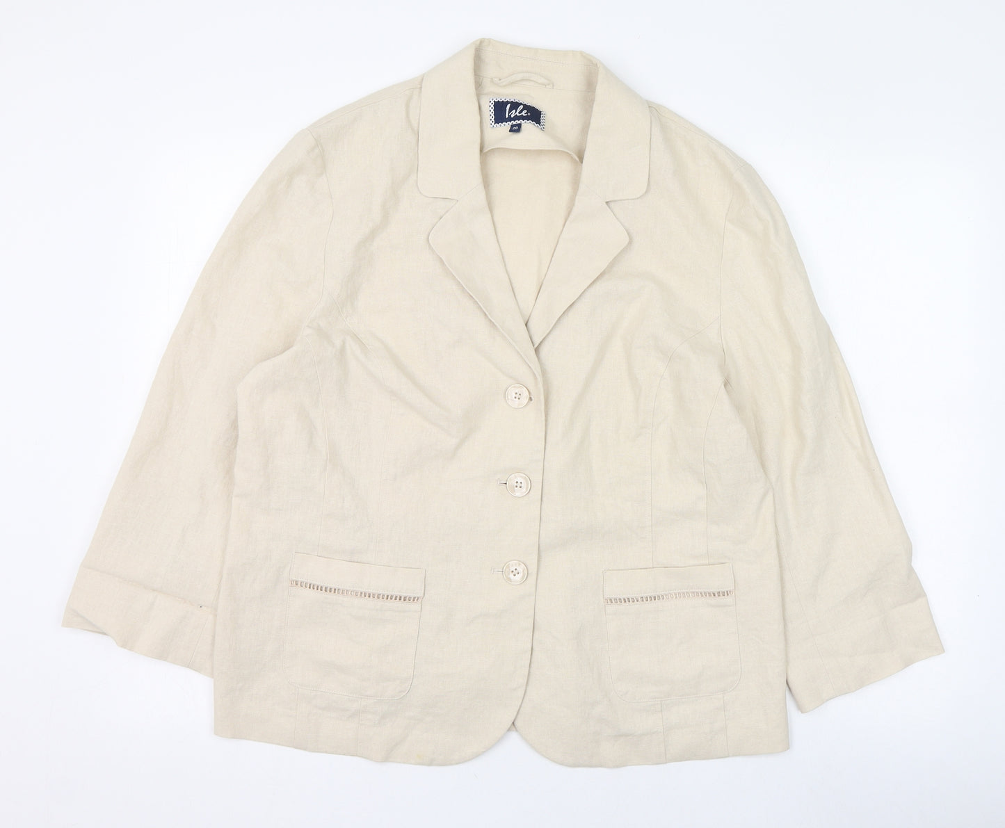 Isle Womens Beige   Jacket Blazer Size 20  Button