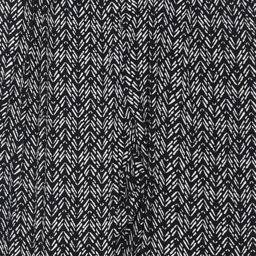 Marks and Spencer Womens Black Geometric Viscose Harem Trousers Size 10 L24 in Regular