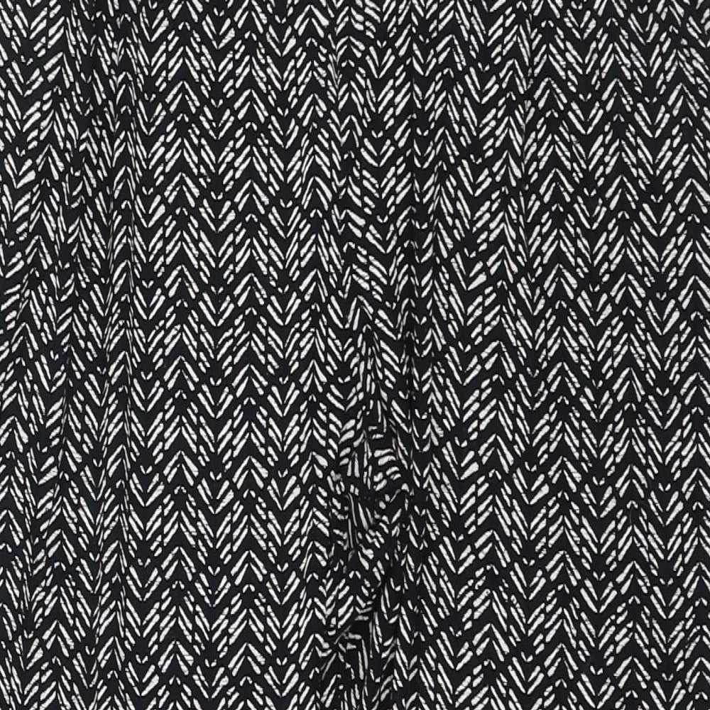 Marks and Spencer Womens Black Geometric Viscose Harem Trousers Size 10 L24 in Regular