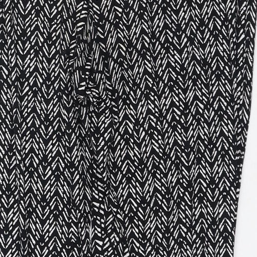 Marks and Spencer Womens Black Geometric Viscose Harem Trousers Size 10 L24 in Regular