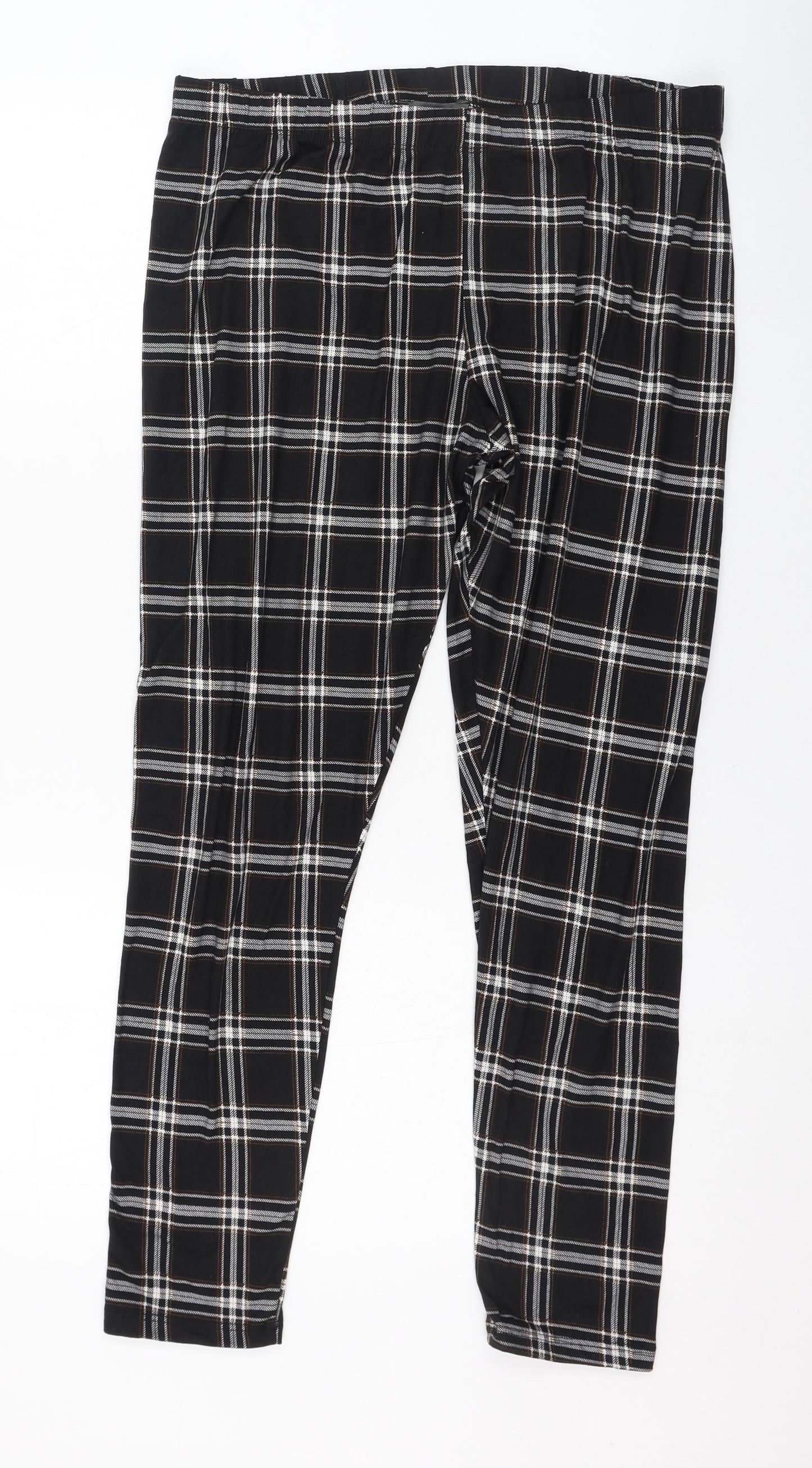 Primark Womens Black Check Polyester Jogger Leggings Size 14 L26 in