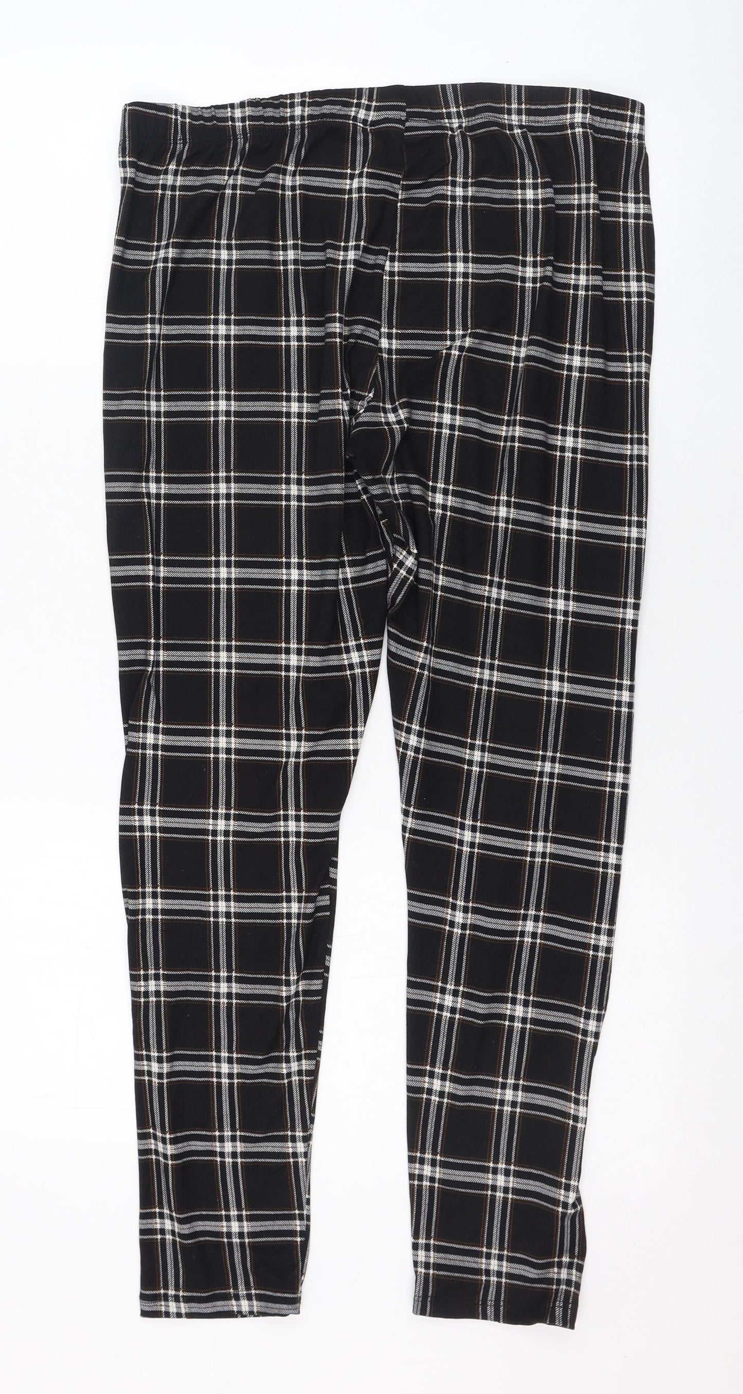 Primark Womens Black Check Polyester Jogger Leggings Size 14 L26 in