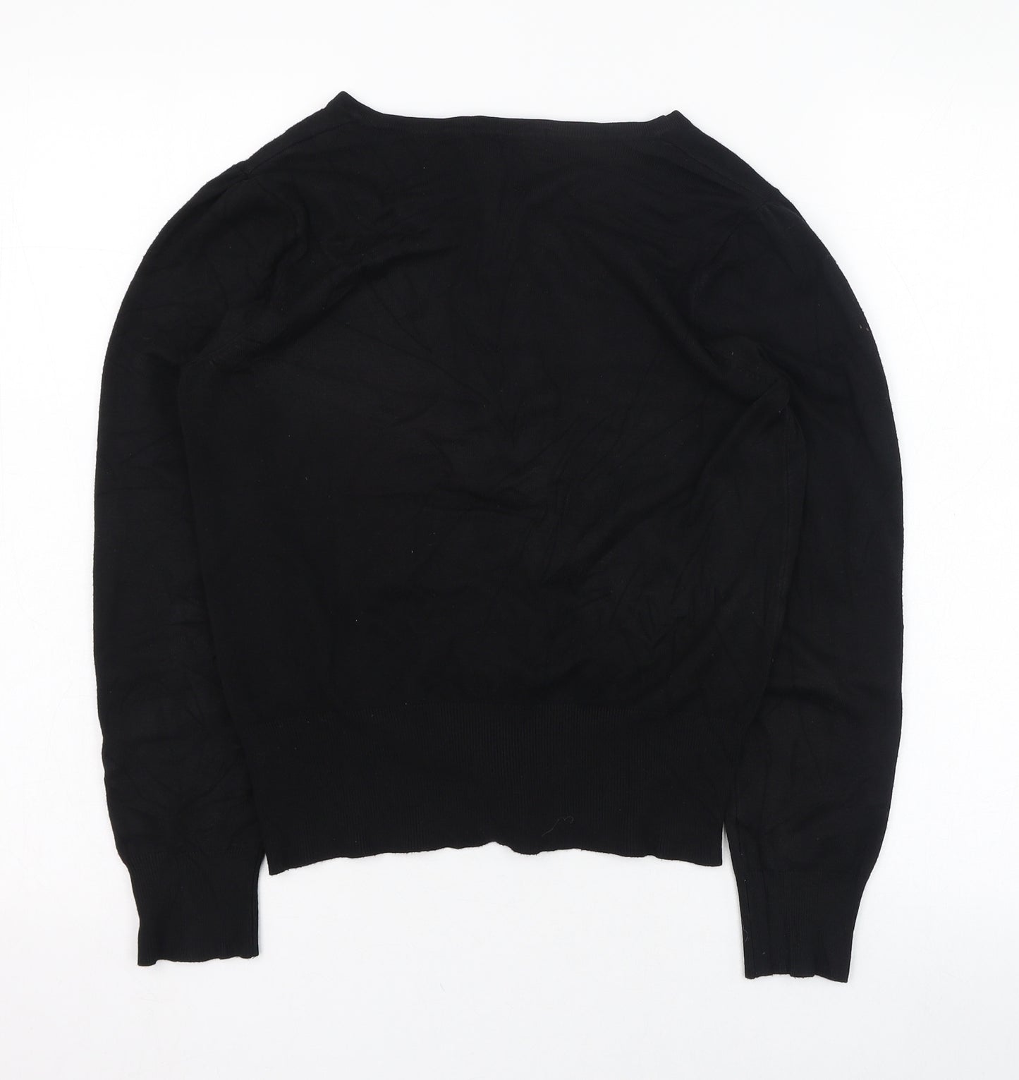 Marks and Spencer Womens Black Round Neck  Viscose Cardigan Jumper Size 12