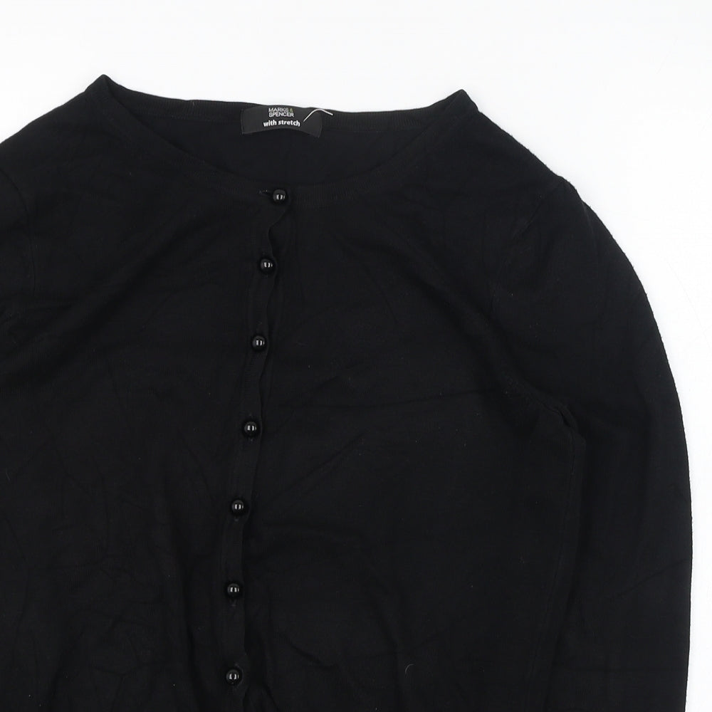 Marks and Spencer Womens Black Round Neck  Viscose Cardigan Jumper Size 12