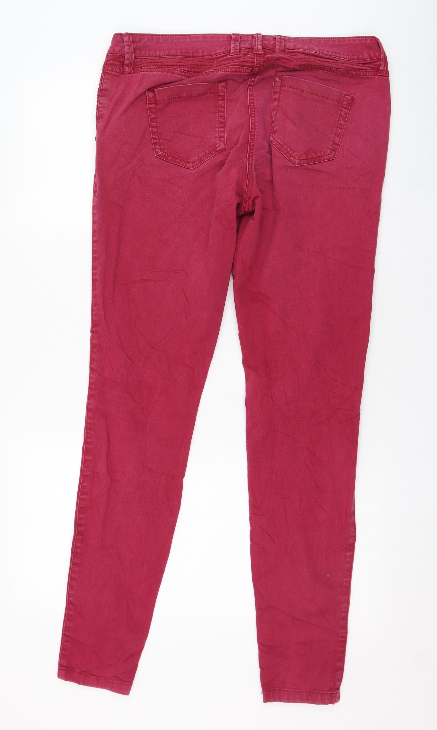NEXT Womens Red  Cotton Skinny Jeans Size 14 L32 in Regular Zip