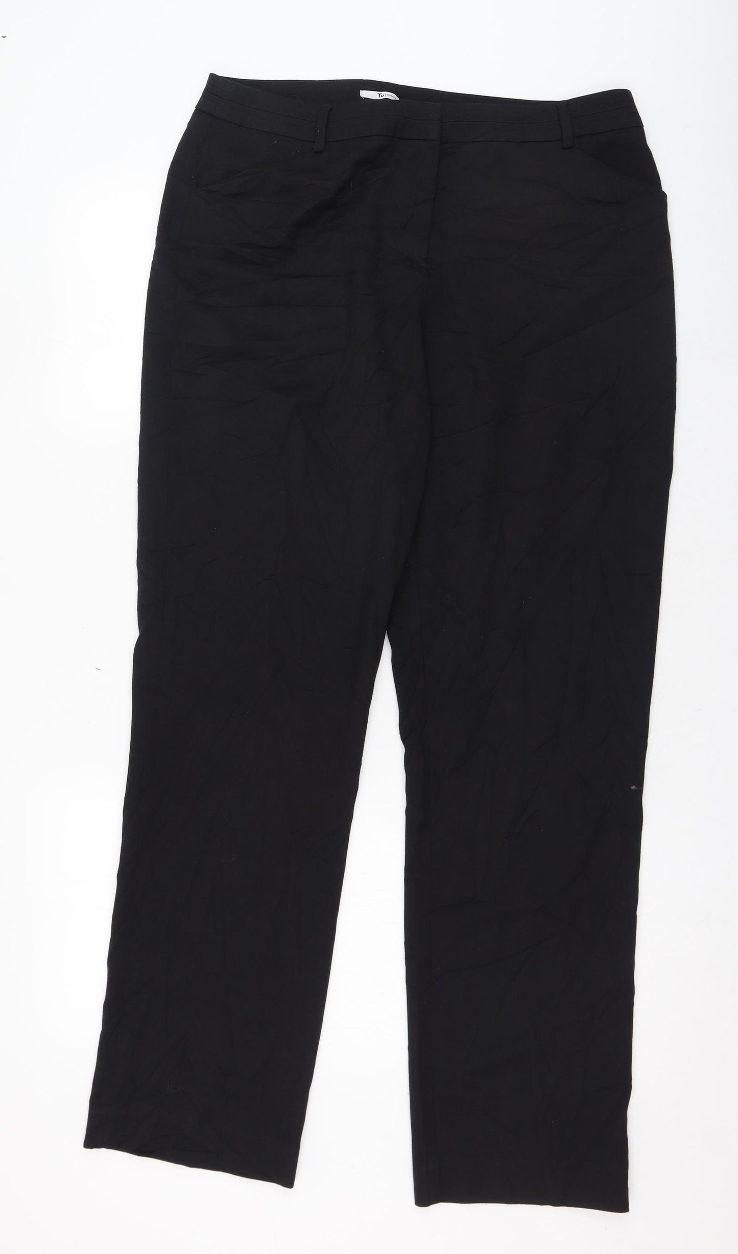 TU Womens Black  Polyester Trousers  Size 14 L30 in Regular Zip