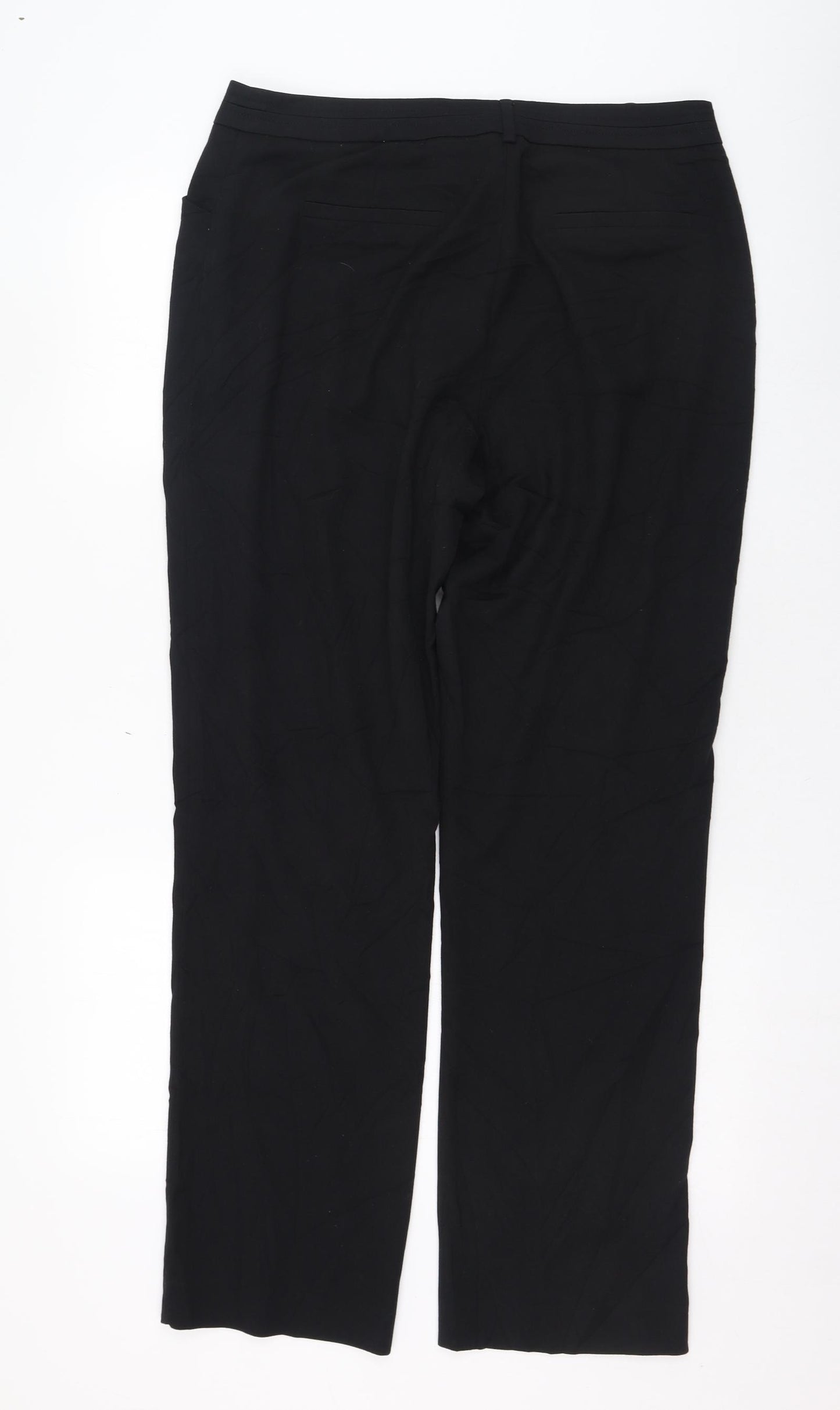 TU Womens Black  Polyester Trousers  Size 14 L30 in Regular Zip