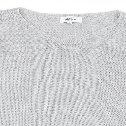 Isabella D Womens Grey Round Neck  Acrylic Pullover Jumper Size 2XL