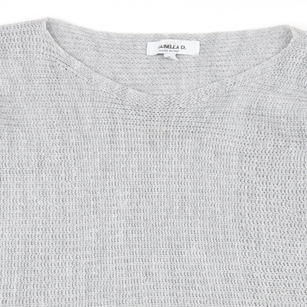 Isabella D Womens Grey Round Neck  Acrylic Pullover Jumper Size 2XL
