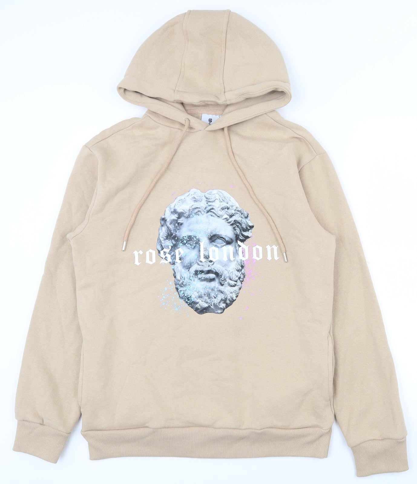 Rose London Mens Beige  Cotton Pullover Hoodie Size M
