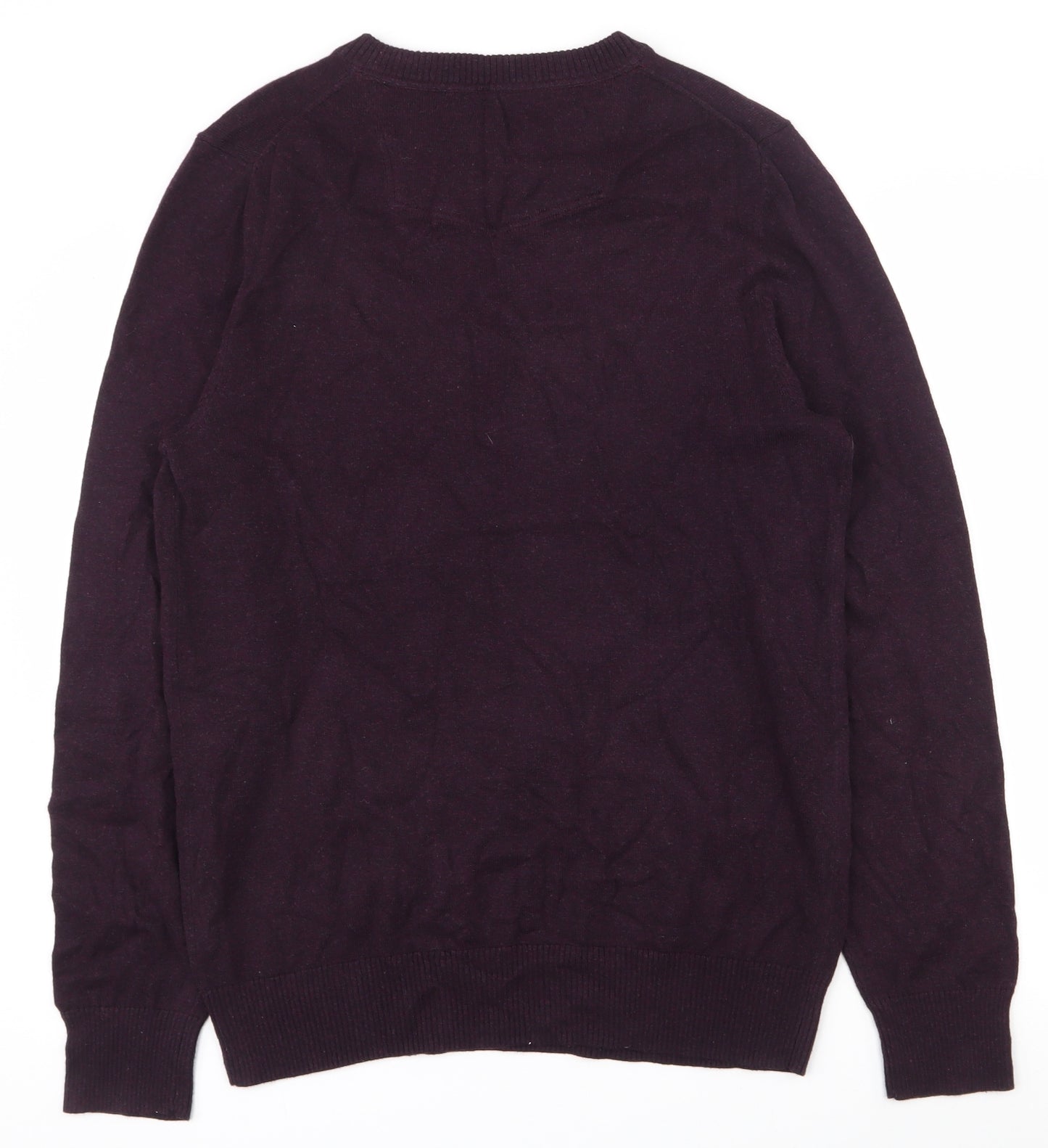 Fat Face Mens Purple V-Neck  Cotton Pullover Jumper Size L