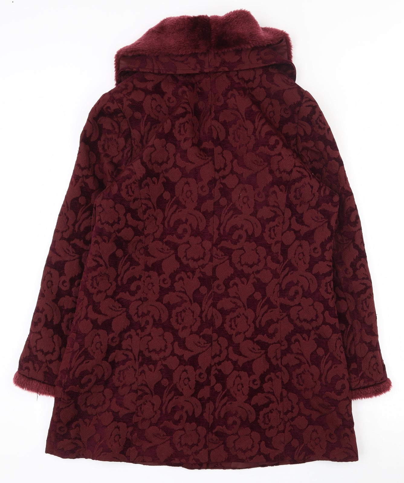 DASH Womens Red Floral  Pea Coat Coat Size 12  Button