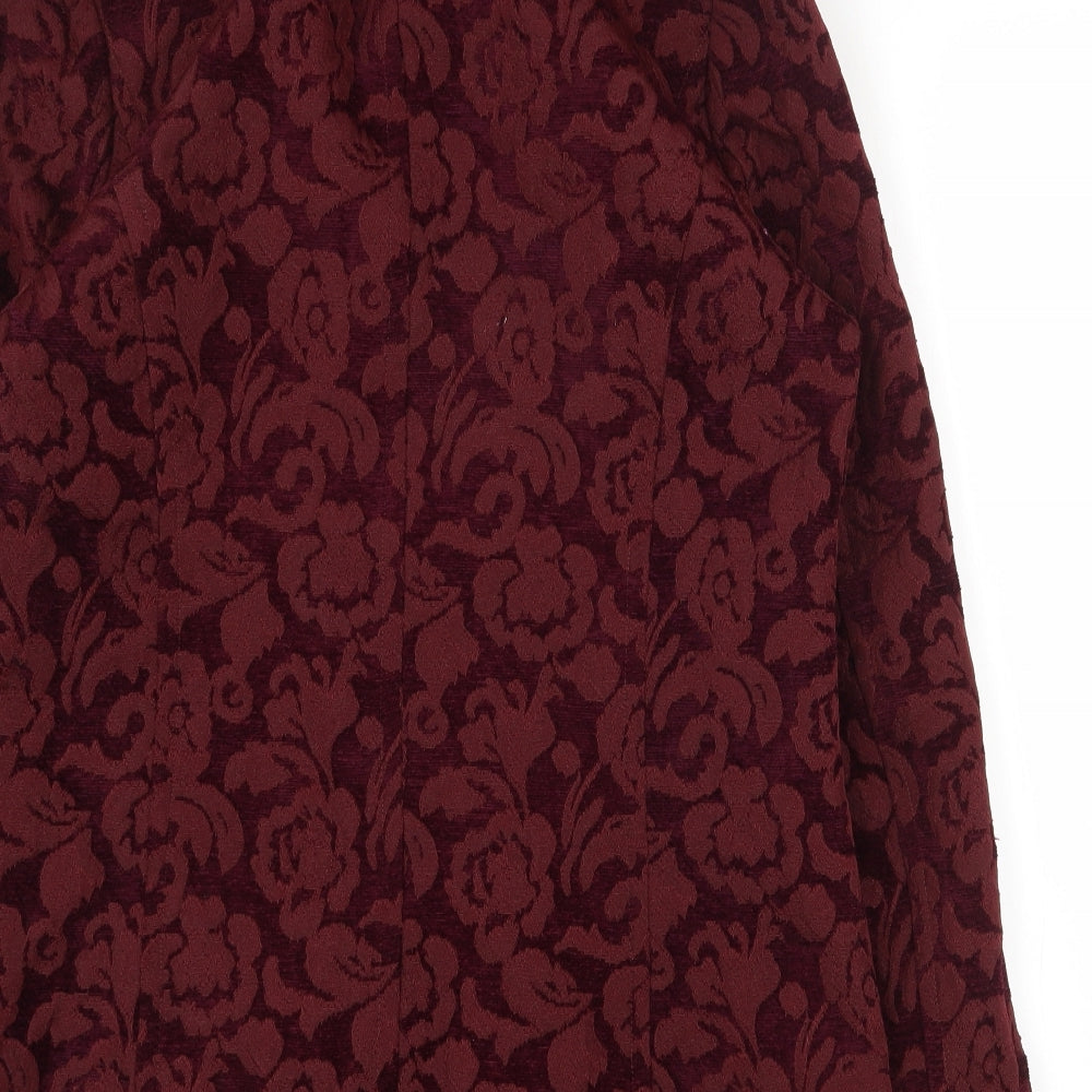 DASH Womens Red Floral  Pea Coat Coat Size 12  Button