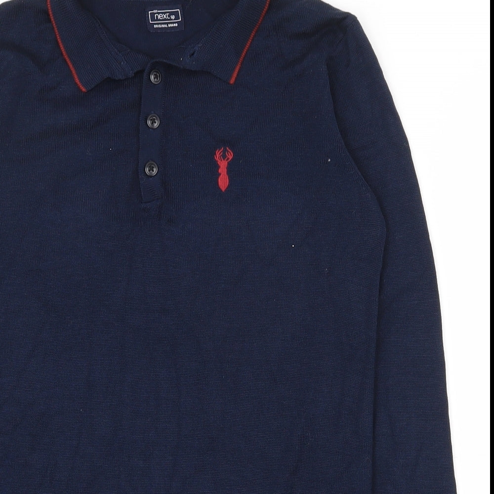 NEXT Boys Blue  Acrylic Kimono Polo Size 12 Years Collared Pullover
