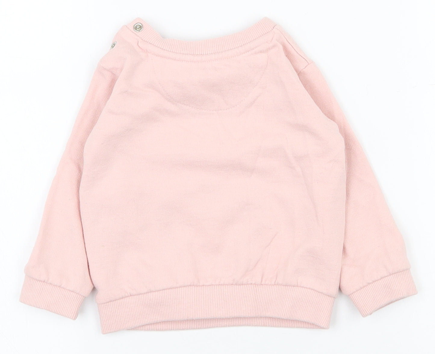 Peacocks Girls Pink  Cotton Pullover Jumper Size 3-6 Months  Snap