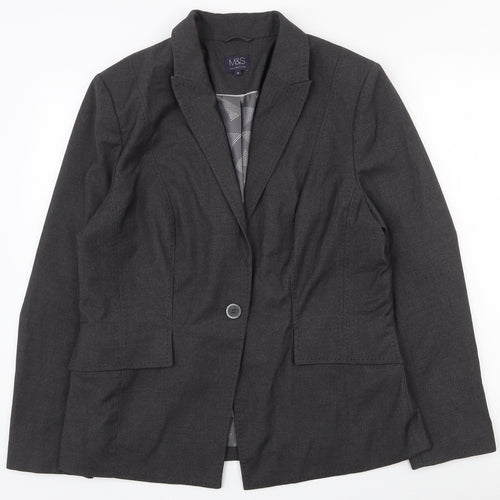 Marks and Spencer Womens Grey  Polyester Jacket Suit Jacket Size 16   - Shoulder pads